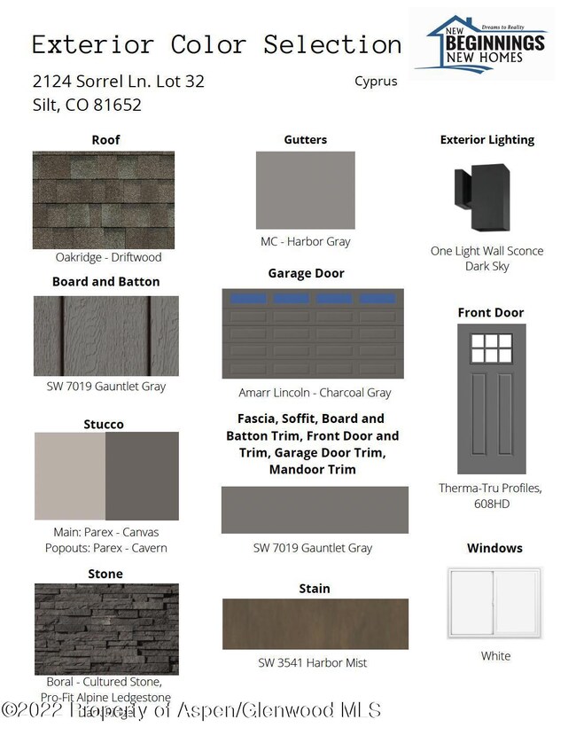4 Exterior Color Selections 2124 Sorrel