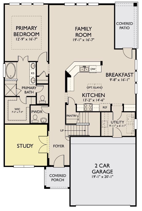 The Tyler floor plan features 4 bedrooms, 3 full b