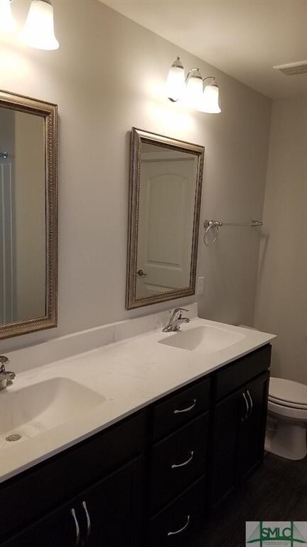 Master Bathroom 2 Sink Vanity with Cultured Marble
