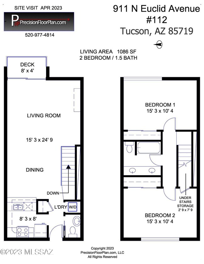 1,086 Sqft Digitally measured floorplan