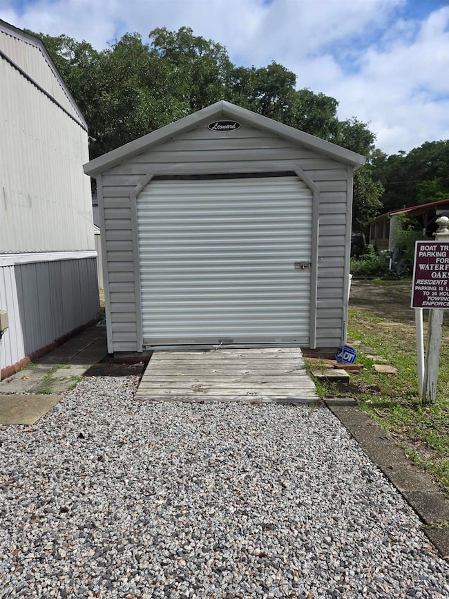 View of detached garage