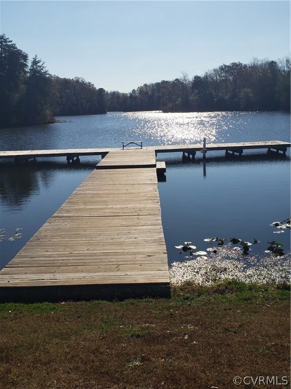 community pier on interior lake