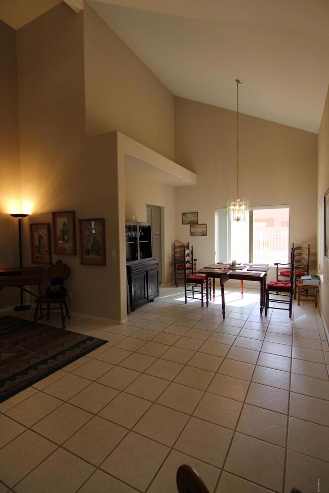 Open living and dining areas.