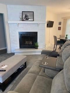 wood burning fireplaceliving room