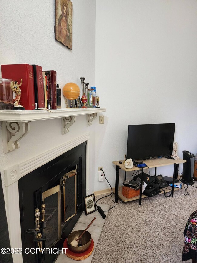 living room & fireplace