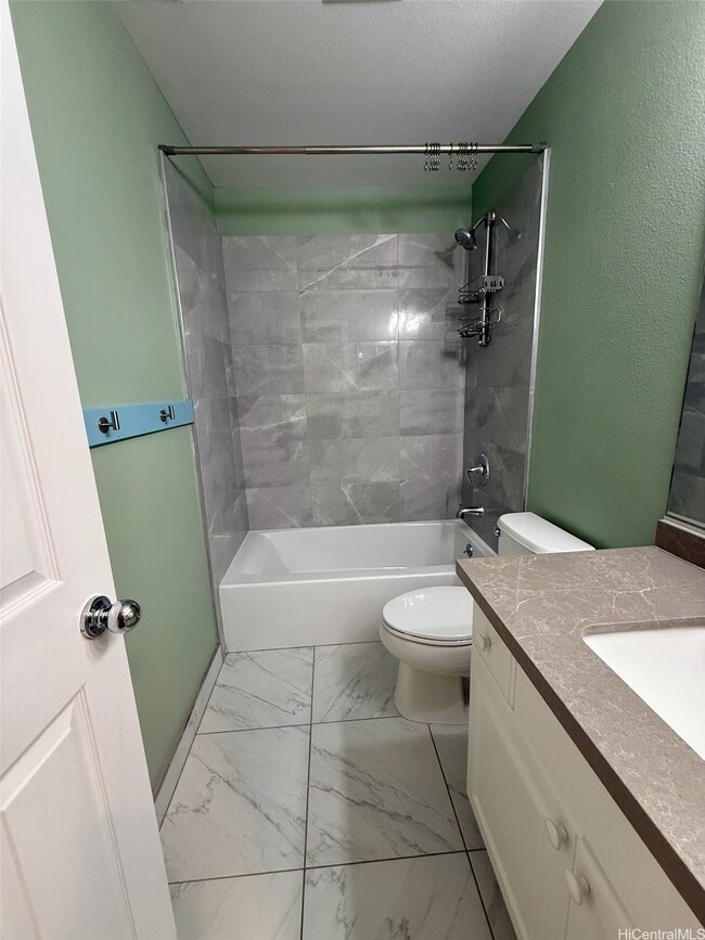 Upstairs full bath with shower over tub