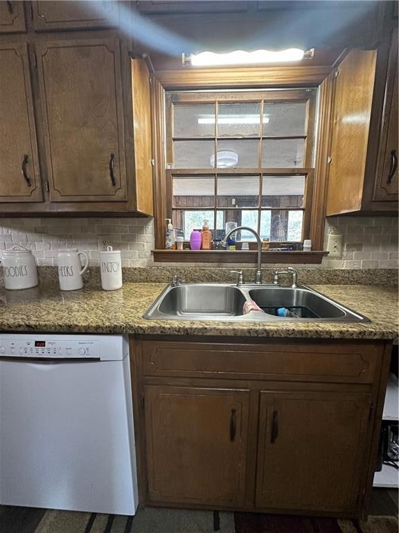 Kitchen featuring dishwasher, decorative backsplas