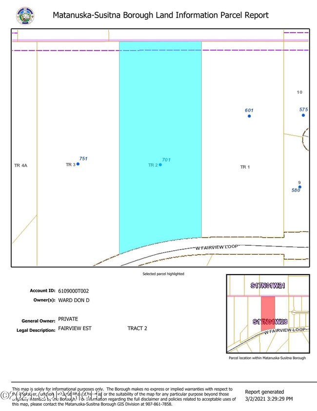 701 W Fairview Loop - MatSu Parcel Repor
