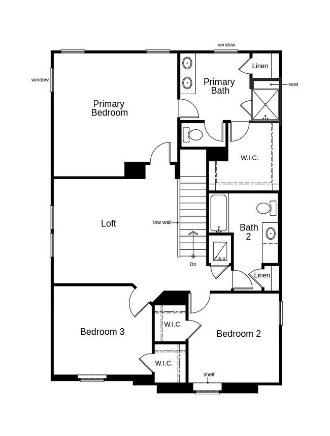 This floor plan features 3 bedrooms, 2 full baths,
