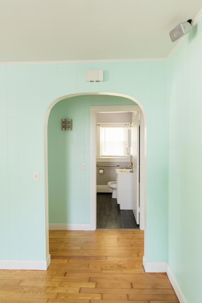 Living room looking to bathroom
