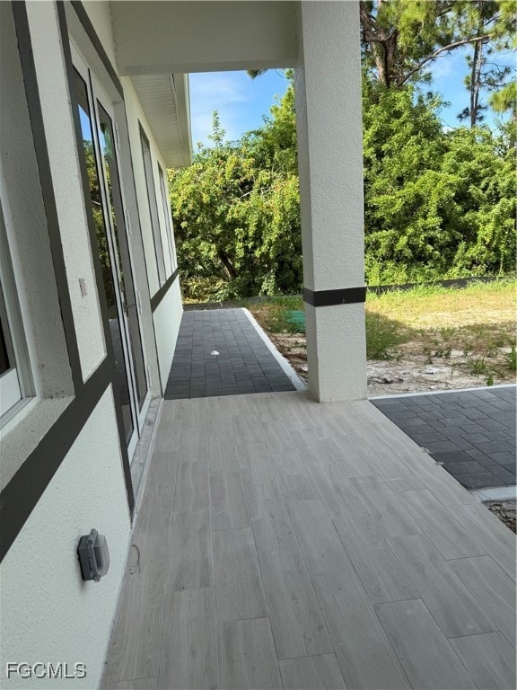 View of wooden deck