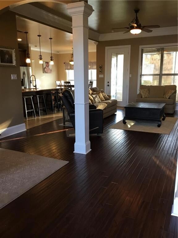 Open and spacious, dining room to the left is open
