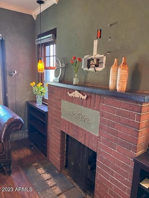 Wood burning fireplace