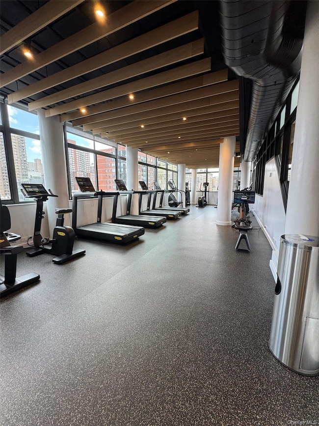 Gym with a view of city