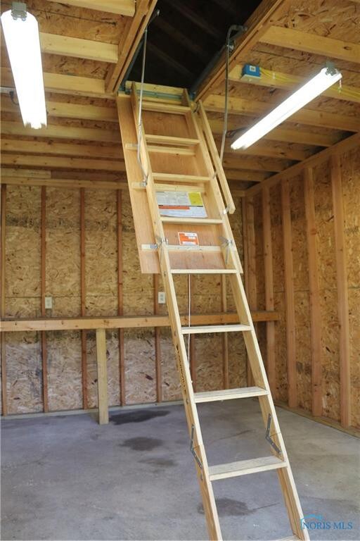Upstairs attic for storage in the shed