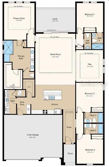 Structural options added include: Gourmet kitchen, pocket sliding glass door at gathering room, tray ceiling package, study in place of flex, 8' interior doors, and outdoor kitchen rough-in.