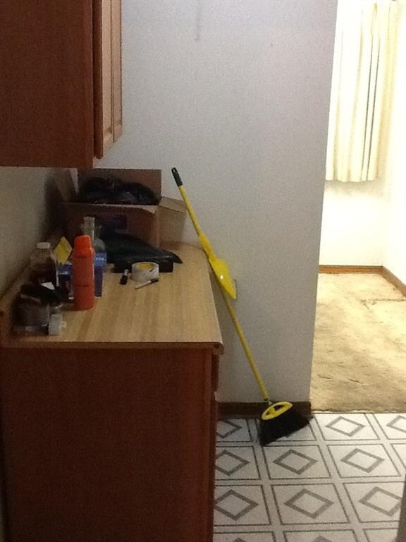 Kitchen has extra counter space.