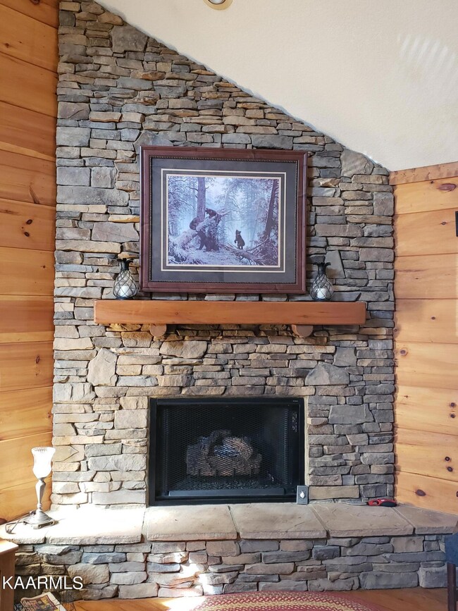 Stacked Stone Fireplace