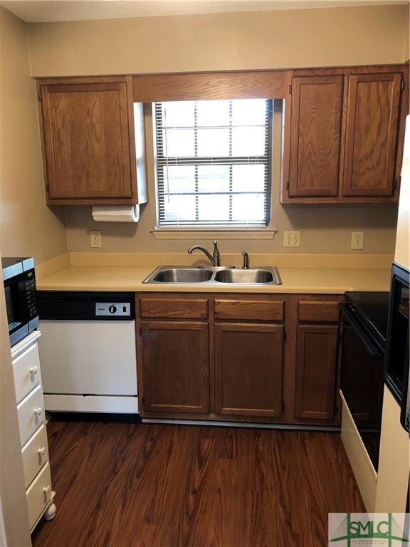 Small but efficient kitchen looking out to the fro