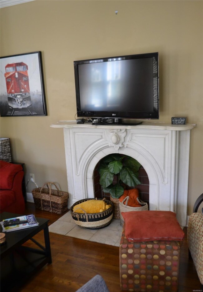 Decroative fireplace adds a special touch to this 