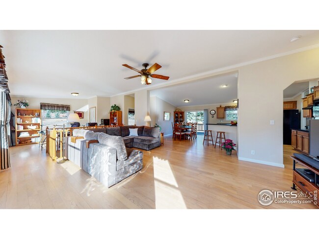 Open floor plan with lovely wood floors