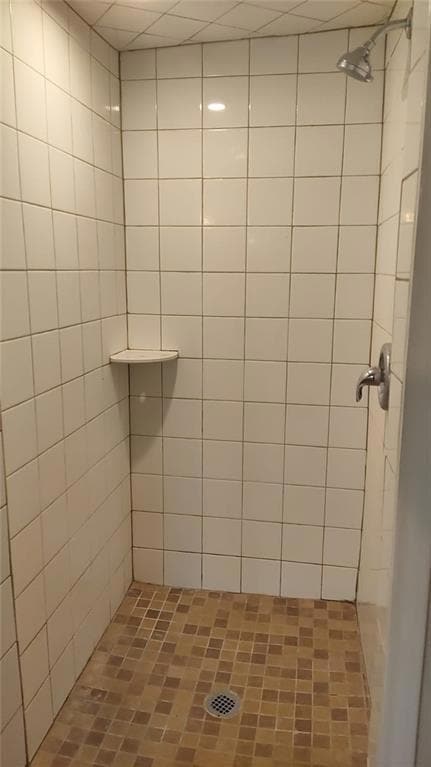 Bathroom featuring a tile shower