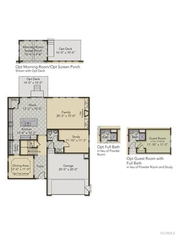 1st Floor Layout - home has the optional Screened 