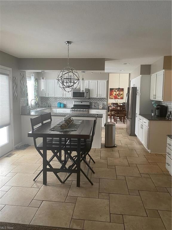 Cafe with French doors to back patio