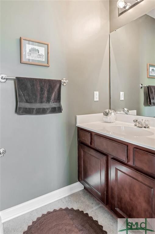 Powder room downstairs, vanity view