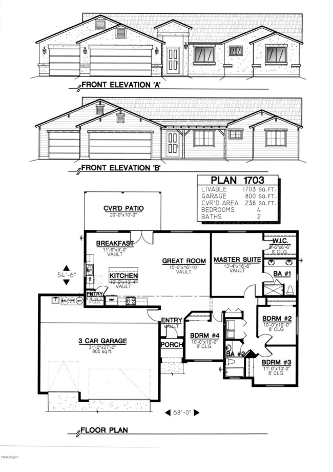 1703 Elevations and floor plan