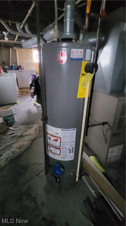 Utility room featuring water heater