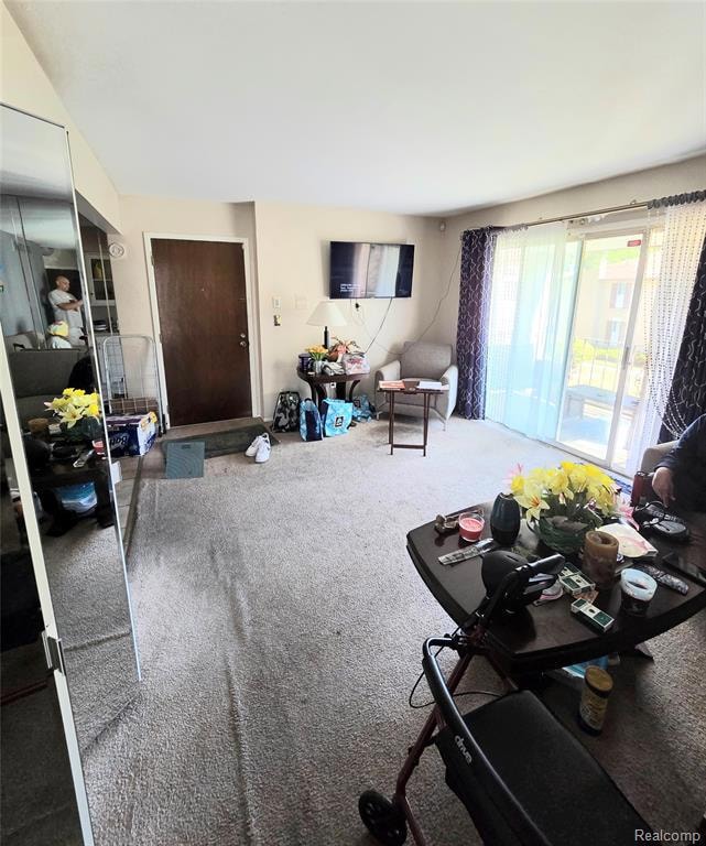 View of carpeted living area