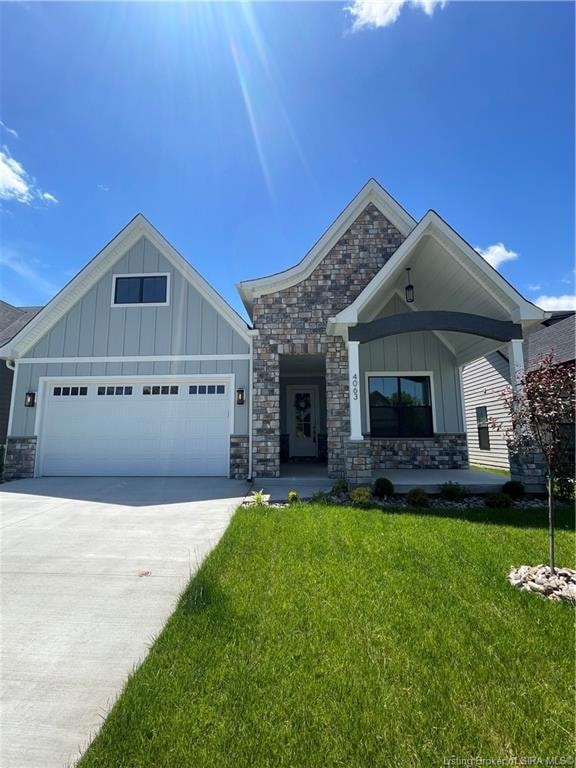 Front exterior with concrete covered porch, sidewalk & driveway