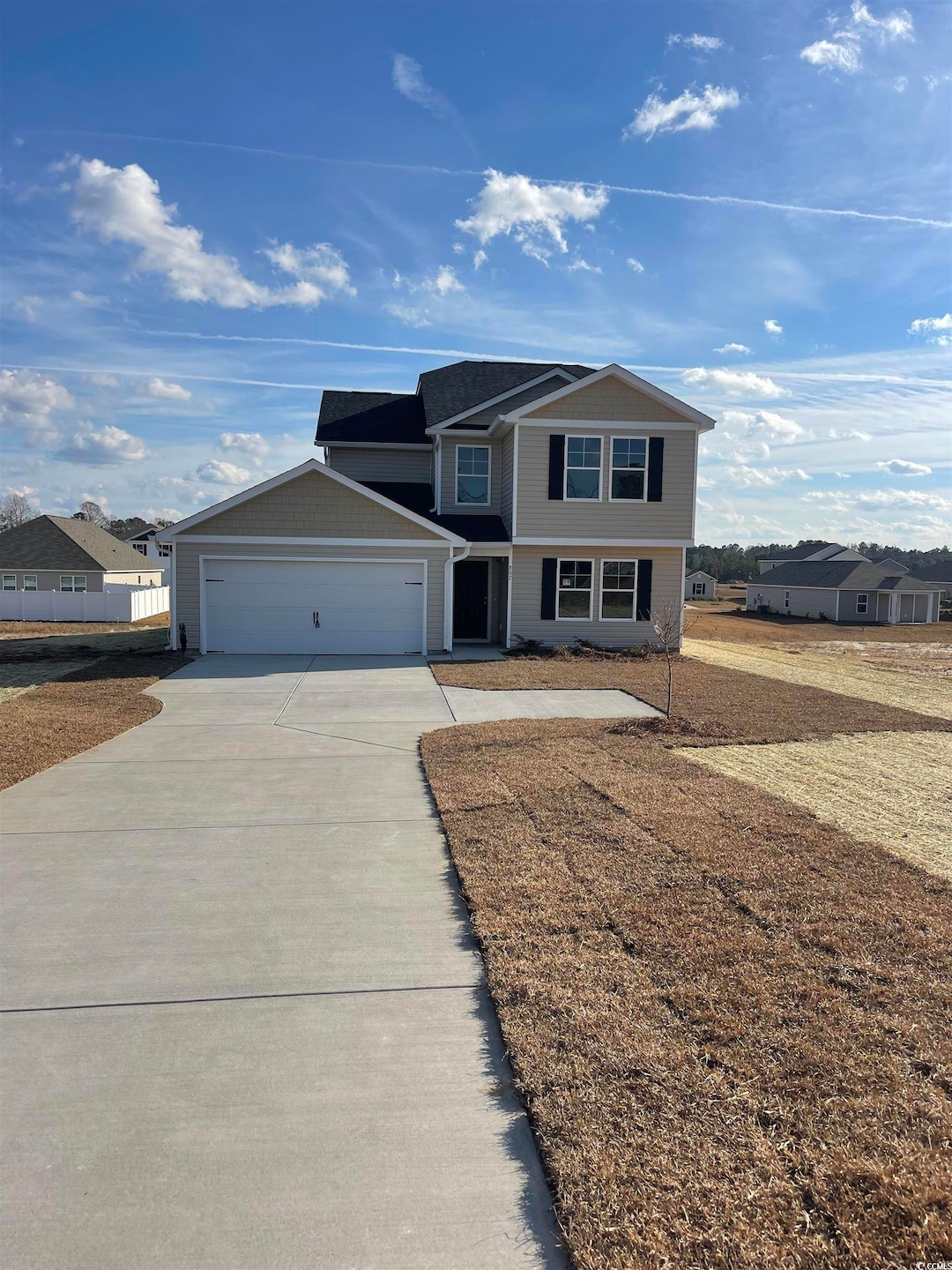 View of front of home with a garage