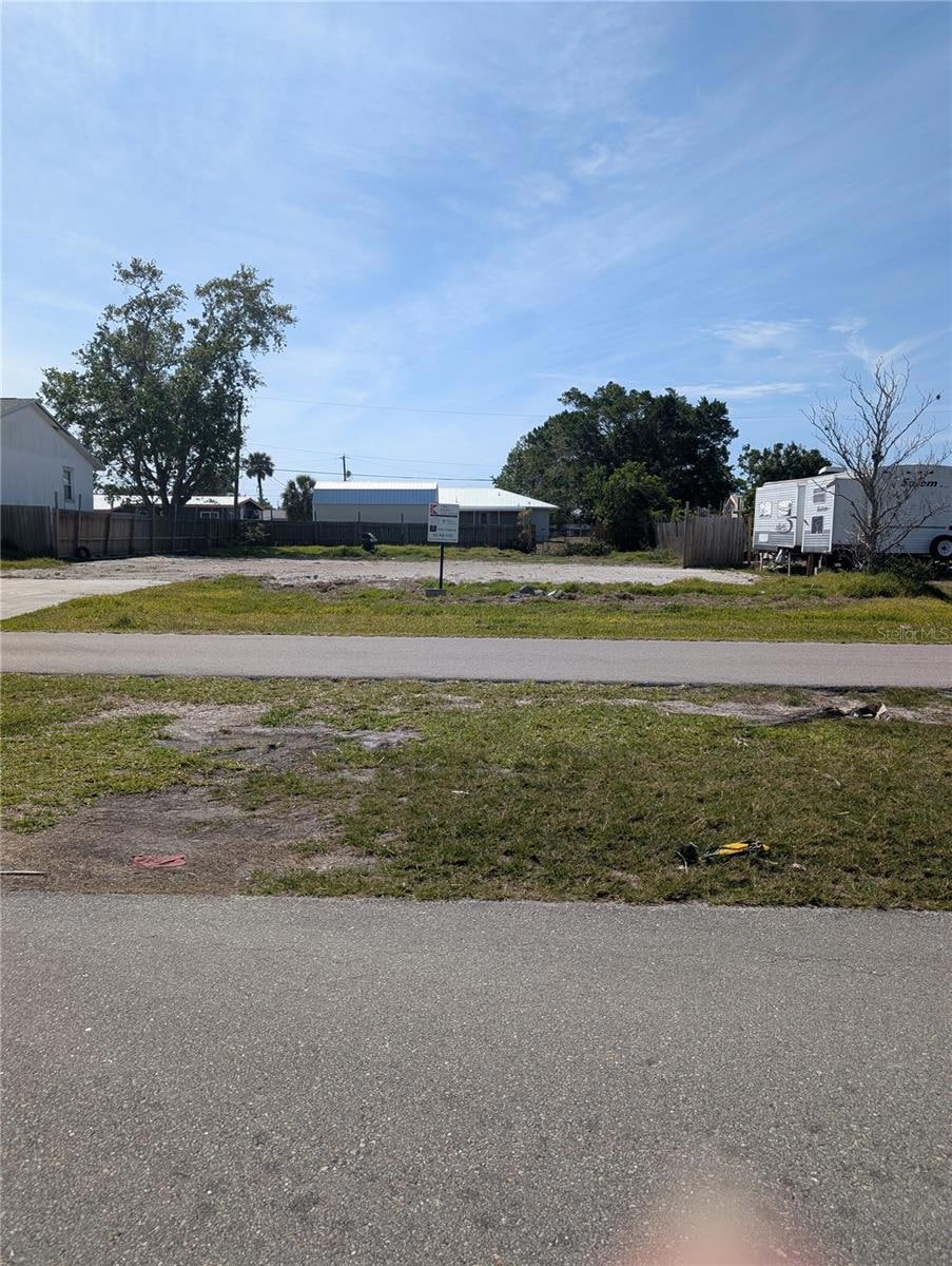 Front of cleared vacant lot