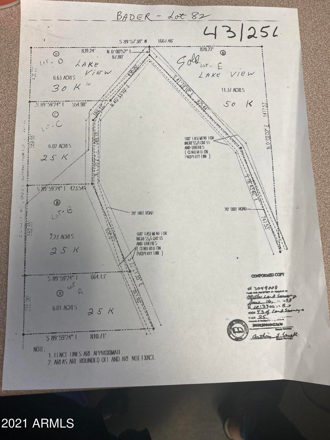 Parcel C being split off