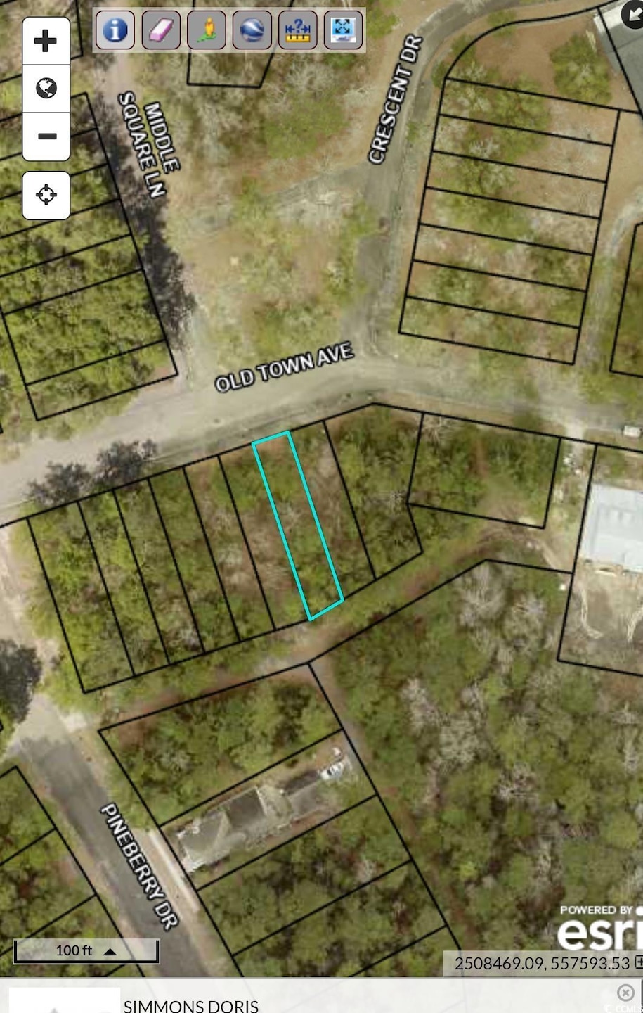 Aerial map of property and surrounding area