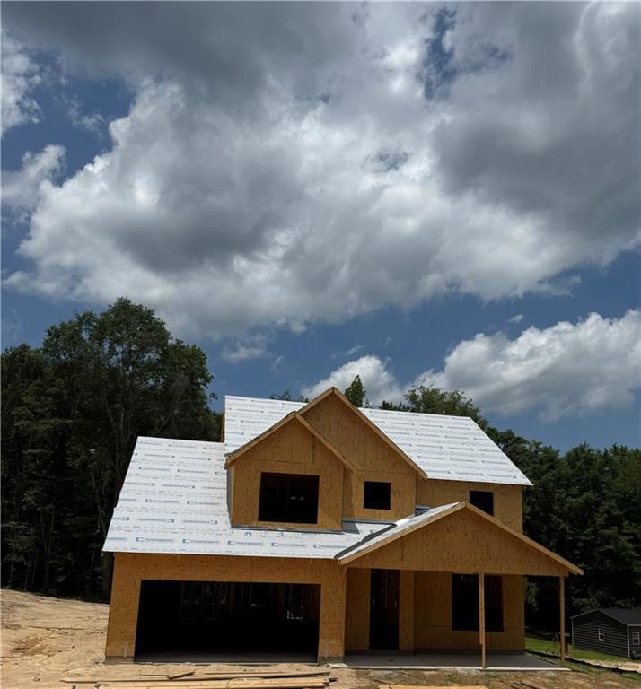 View of front of home with a garage
