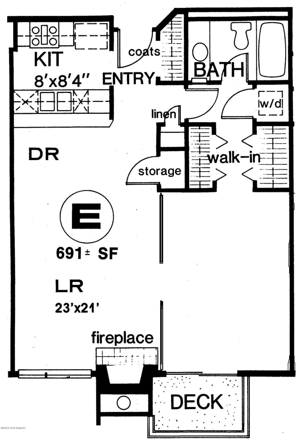 Floor plan E with wall and french door