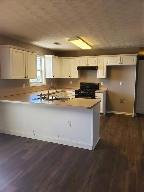 Kitchen with dark hardwood / wood-style flooring, 