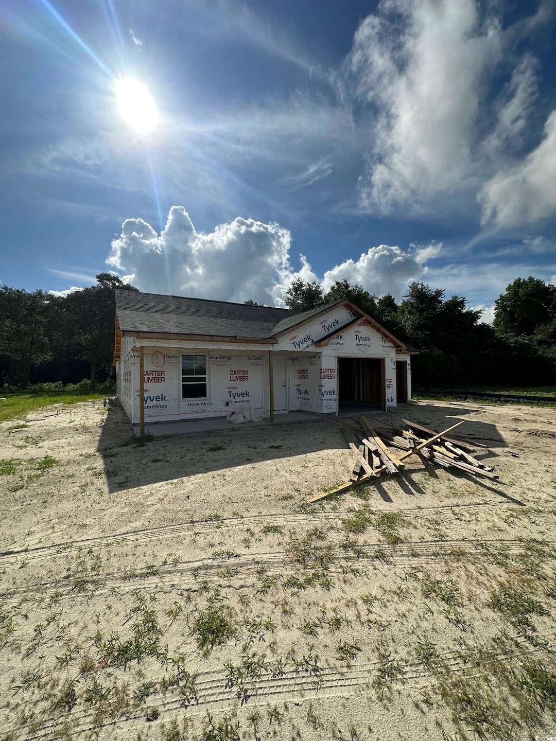 Garage with driveway