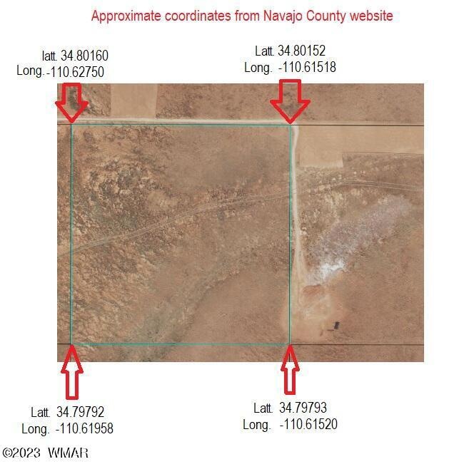 Aerial view with approximate coordinates