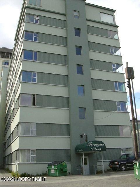 Rear entrance of building
