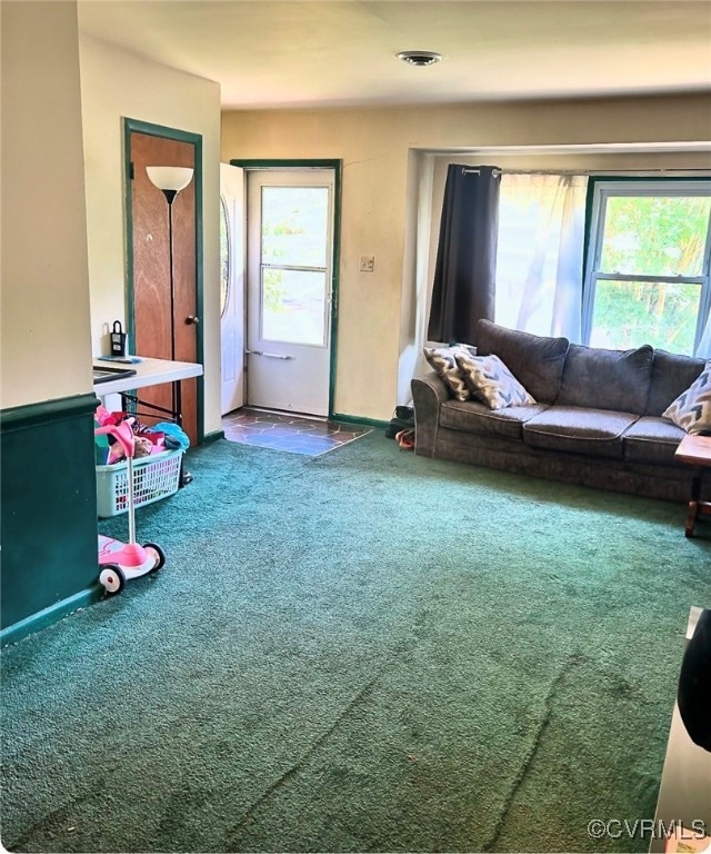 View of carpeted living room