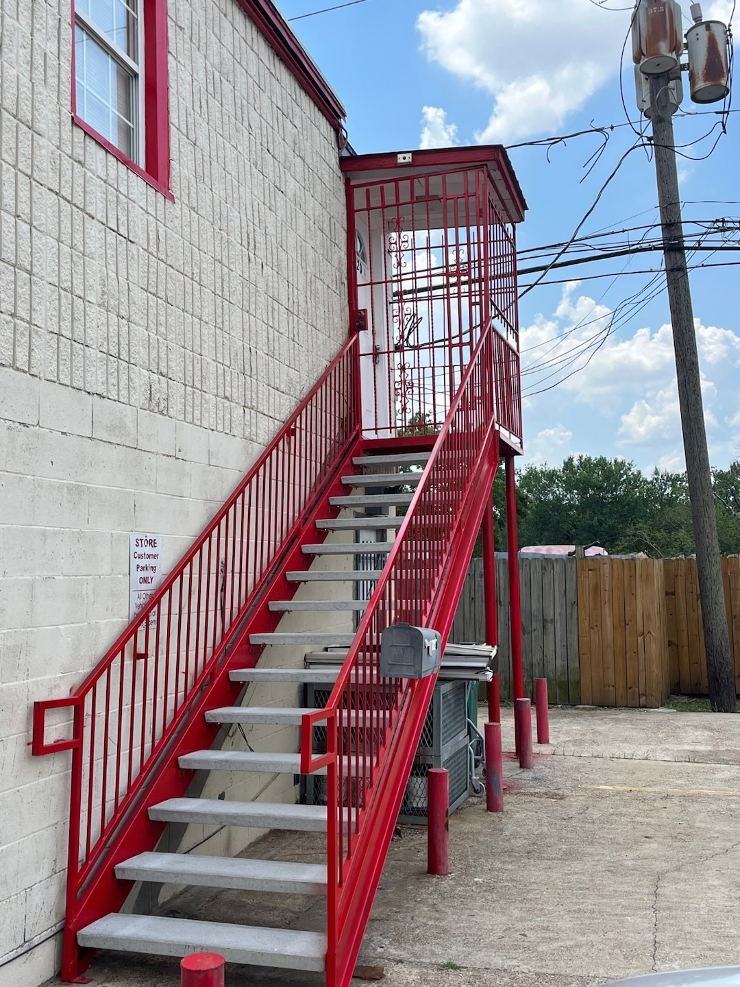 Welcome Home! 
Stairway up to apartment. Extra se