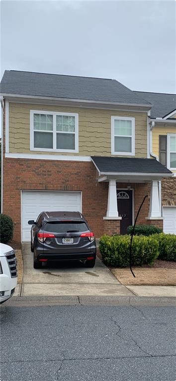 View of front of home with a garage