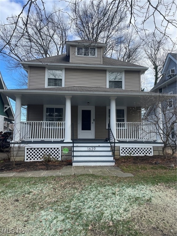 View of front of home with covered porch