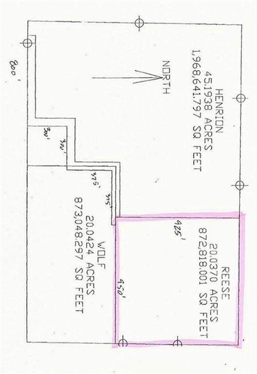 Survey with 20+ acres highlighted