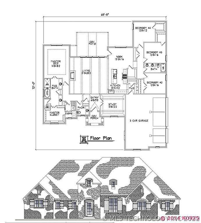 Floor plan and artist rendering for this home