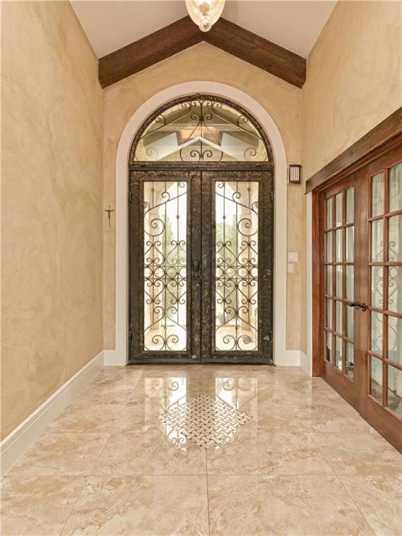 Foyer, French doors to office